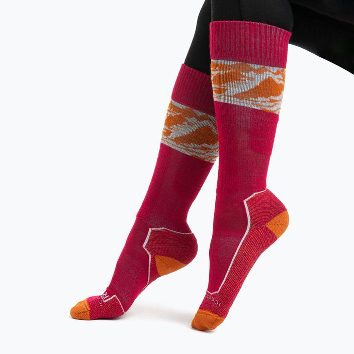 Шкарпетки лижні  жіночі icebreaker Ski+ Light OTC Alps 3D electron pink/earth/snow 3