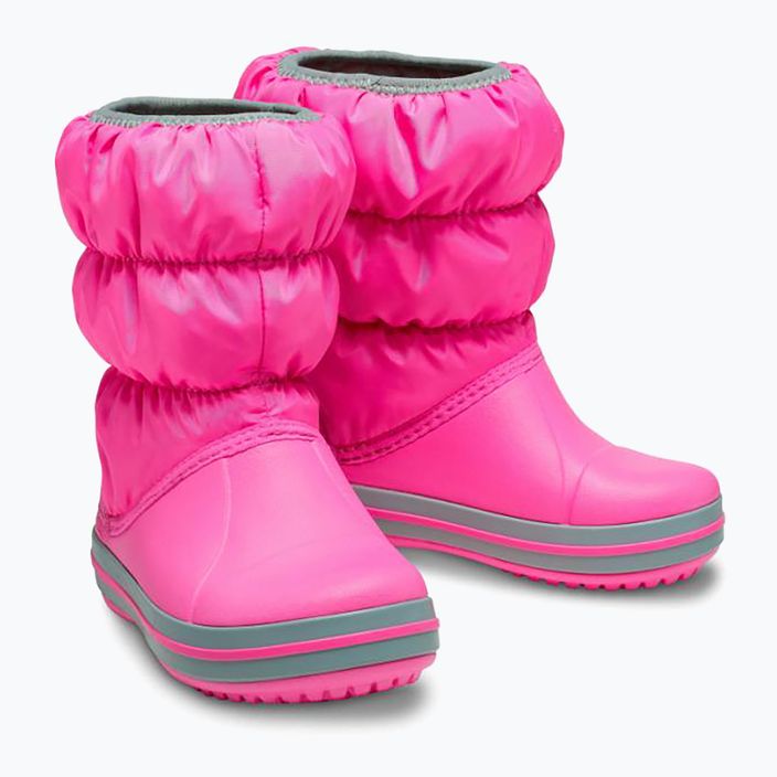 Дитячі снігоступи Crocs Winter Puff Kids електричні рожеві / світло-сірі 12