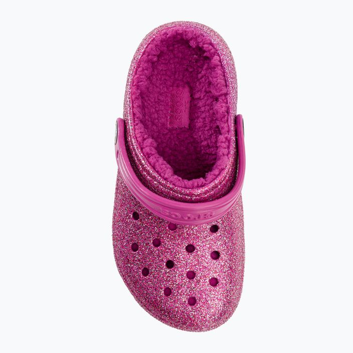 Дитячі шльопанці Crocs Classic Lined Glitter Clog fuchsia fun/multi 7