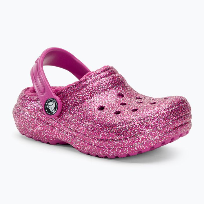 Дитячі шльопанці Crocs Classic Lined Glitter Clog fuchsia fun/multi 2