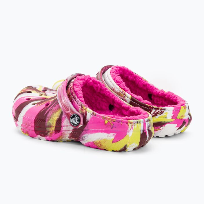 Дитячі шльопанці Crocs Classic Lined Marbled Clog electric pink/multi 4