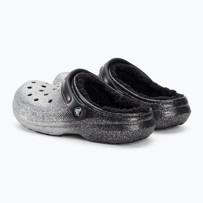 Шльопанці Crocs Classic Glitter Lined Clog чорні/сріблясті 4