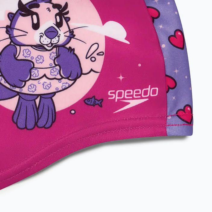 Шапочка для плавання Speedo з принтом з поліестеру рожево-фіолетового кольору 3