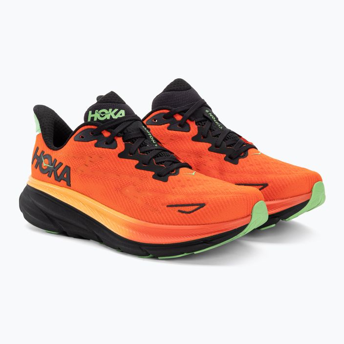 Чоловічі бігові кросівки HOKA Clifton 9 полум'я / яскраво-помаранчеві 4