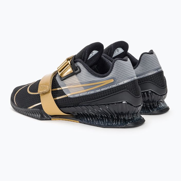 Кросівки для важкої атлетики Nike Romaleos 4 чорні / металізоване золото білі 3