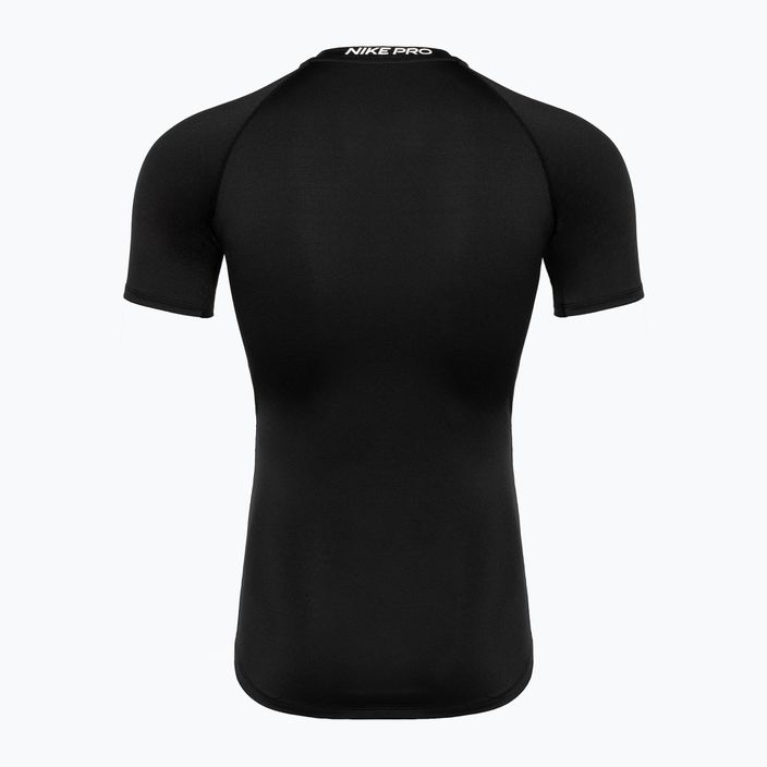 Футболка тренувальна чоловіча Nike Pro Dri-Fit Tight SS Fitness black/white 2