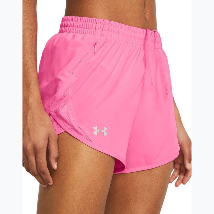 Шорти для бігу жіночі Under Armour Fly By fluo pink/fluo pink/reflective 4