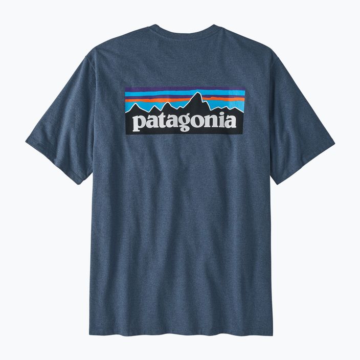 Чоловіча трекінгова футболка Patagonia P-6 Logo Responsibili-Tee утилітарного синього кольору 4