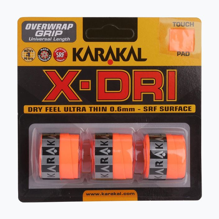 Накладка для ракетки для сквошу Karakal X-Dri Grip 3 шт помаранчева