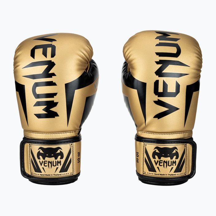 Рукавиці боксерські чоловічі Venum Elite золотисто-чорні 1392-449