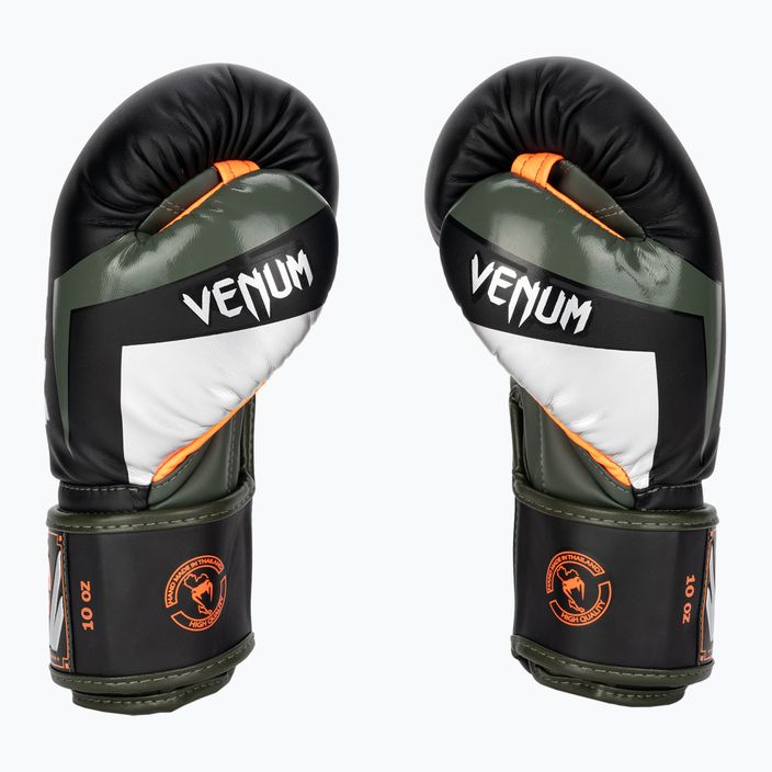 Рукавиці боксерські Venum Elite black/silver/kaki 3