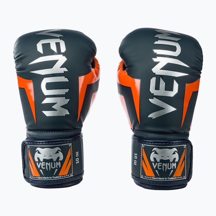 Боксерські рукавички Venum Elite темно-сині/сріблясті/помаранчеві