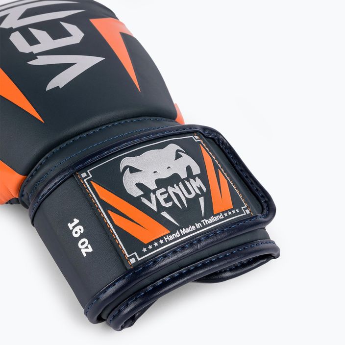 Боксерські рукавички Venum Elite темно-сині/сріблясті/помаранчеві 8