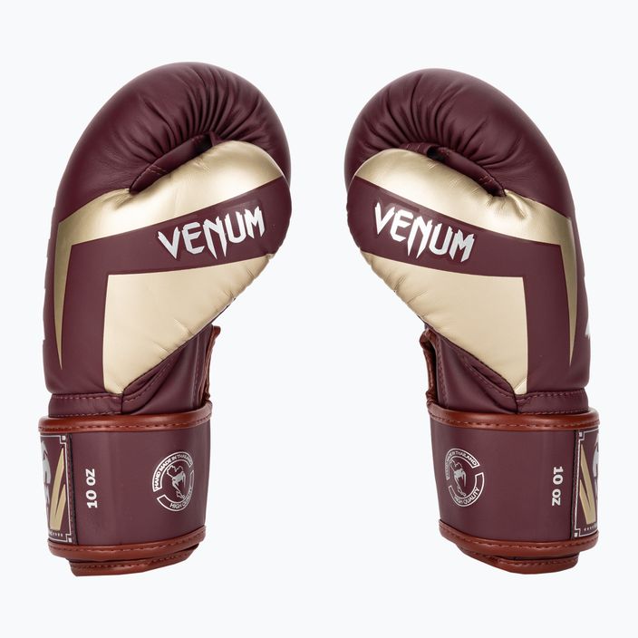 Рукавиці боксерські Venum Elite burgundy/gold 3