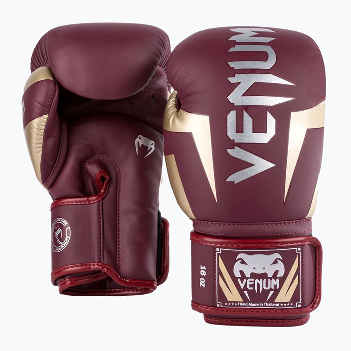 Рукавиці боксерські Venum Elite burgundy/gold 5