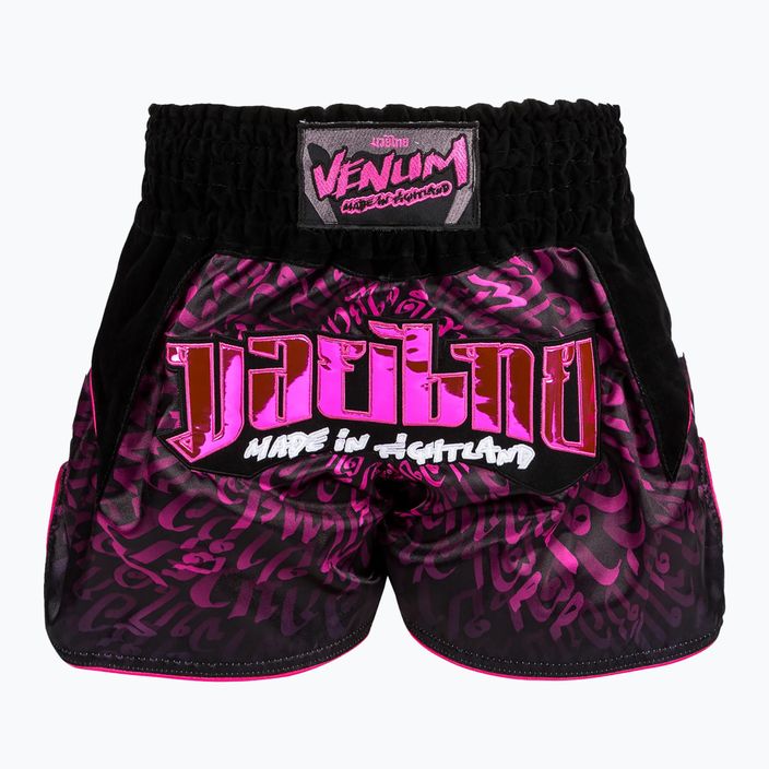 Тренувальні шорти для муай-тай Venum Attack чорні/рожеві
