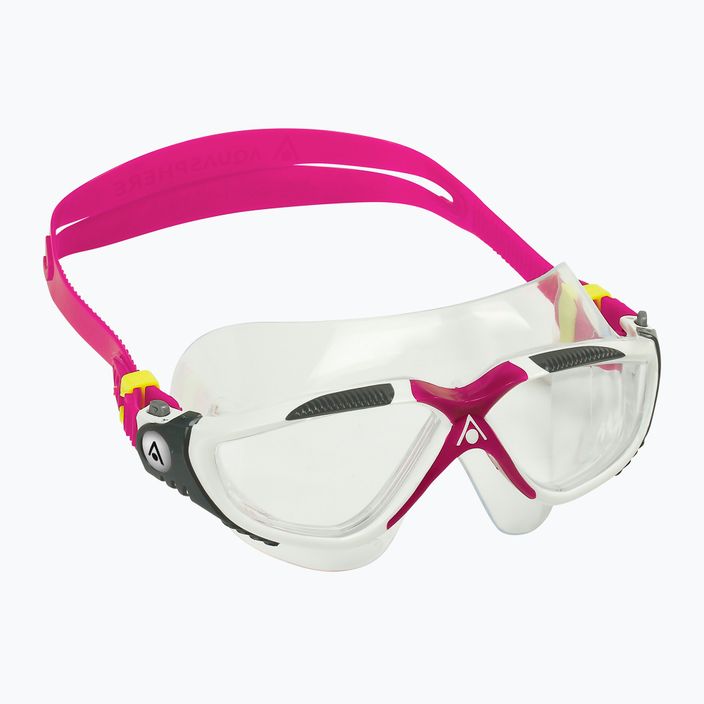 Прозора маска для плавання Aquasphere Vista біла/малина/лінзи