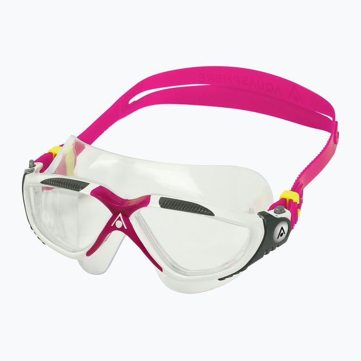 Прозора маска для плавання Aquasphere Vista біла/малина/лінзи 2