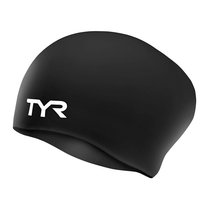 Шапочка для плавання дитяча TYR Long Hair Wrinkle Free Silicone black 2