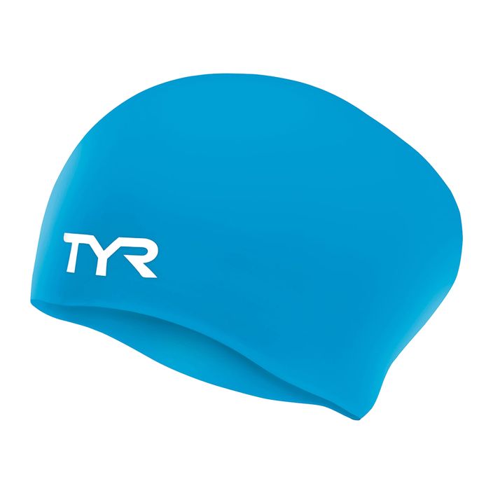 Шапочка для плавання дитяча TYR Long Hair Wrinkle Free Silicone blue 2