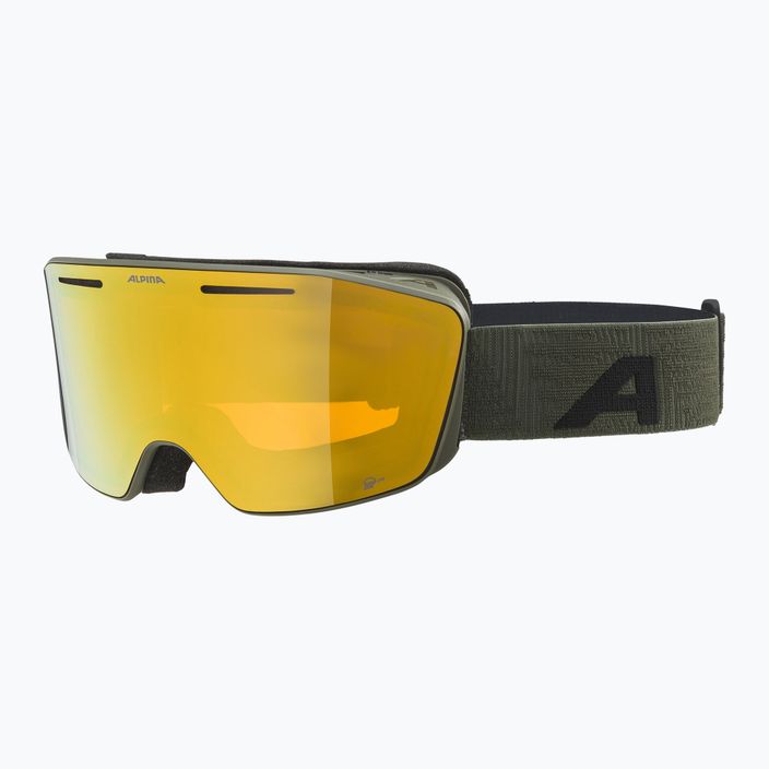 Гірськолижні окуляри Alpina Nendaz Q-Lite S2 оливкові матові/золоті