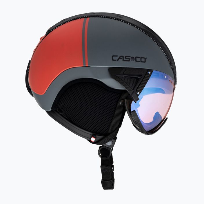Гірськолижний шолом CASCO SP-2 Photomatic Visor структурований миш'яковий сірий/червоний 4