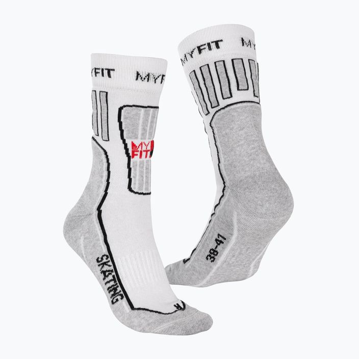 Шкарпетки для фітнесу MYFIT Skating Fitness білі/сірі 3