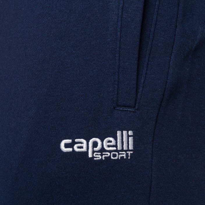 Чоловічі футбольні штани Capelli Basics завужені з французької махрової тканини темно-сині/білі 3