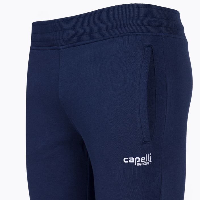 Футбольні штани Capelli Basics молодіжні завужені з французької махри темно-синій/білий 3