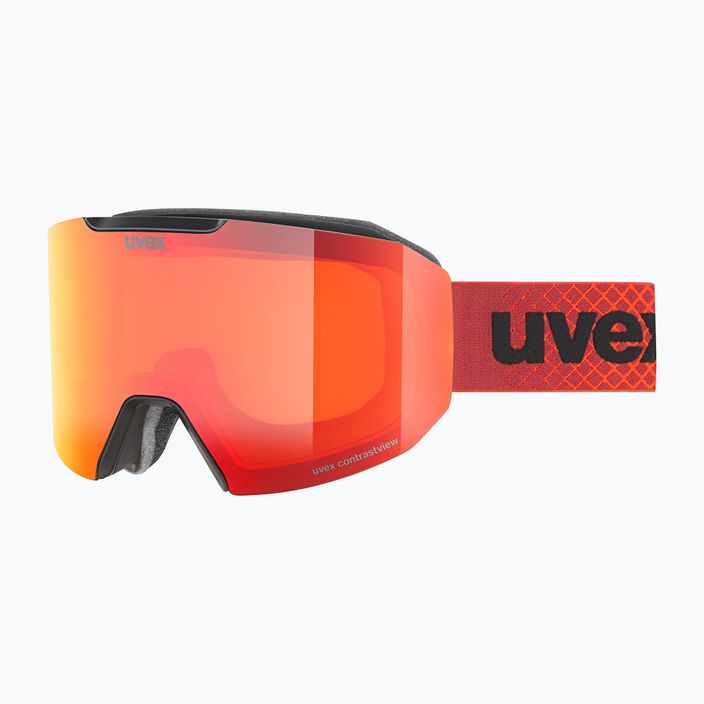 Лижні окуляри UVEX Evidnt Attract CV S2 чорні матові/дзеркально-червоні/контрастно-помаранчеві/прозорі