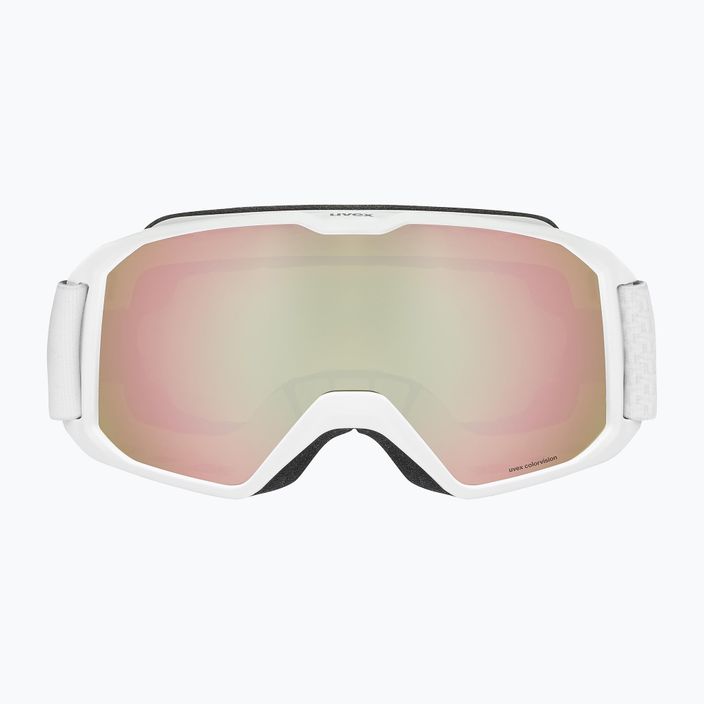 Гірськолижні окуляри UVEX Xcitd CV S2 білі матові / дзеркальна троянда / колорвіжн зелені 2