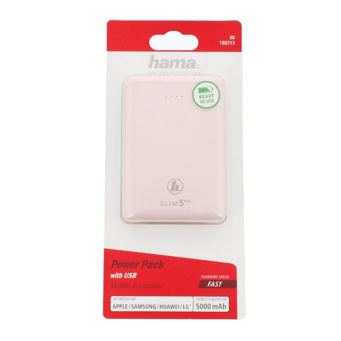 Павербанк Hama Slim 5HD Power Pack 5000 mAh рожевий 1883130000 2