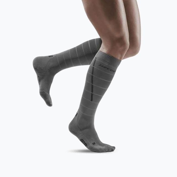 Компресійні шкарпетки для бігу чоловічі CEP Reflective сірі WP502Z 4