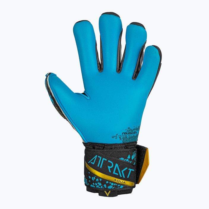 Воротарські рукавиці Reusch Attrakt Aqua Finger Support чорні/золоті/аква 3