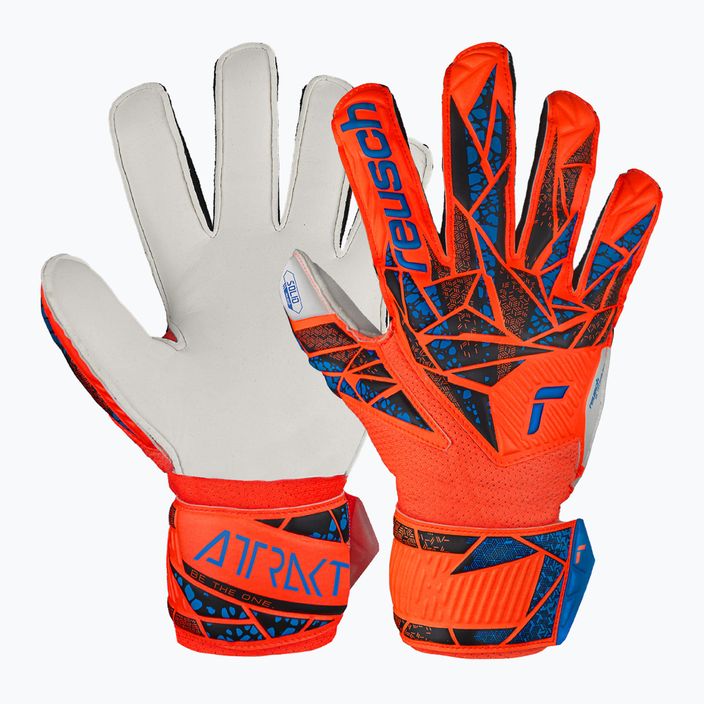 Дитячі воротарські рукавиці Reusch Attrakt Solid Finger Support Junior hyper orng/elec сині