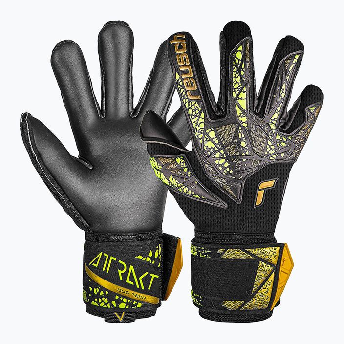 Воротарські рукавиці Reusch Attrakt Duo Finger Support чорні/золоті/жовті/чорні
