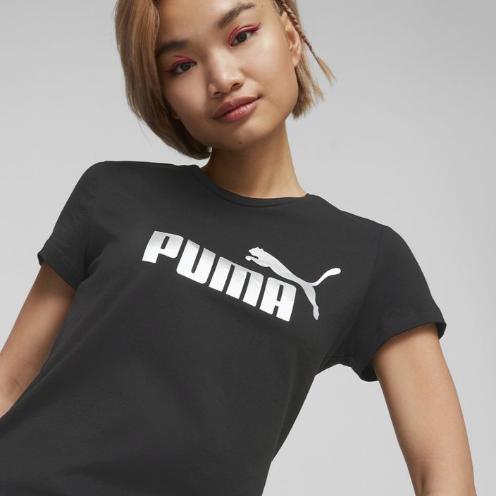 Футболка  жіноча PUMA ESS+ Metallic Logo Tee puma black/silver metallic 5