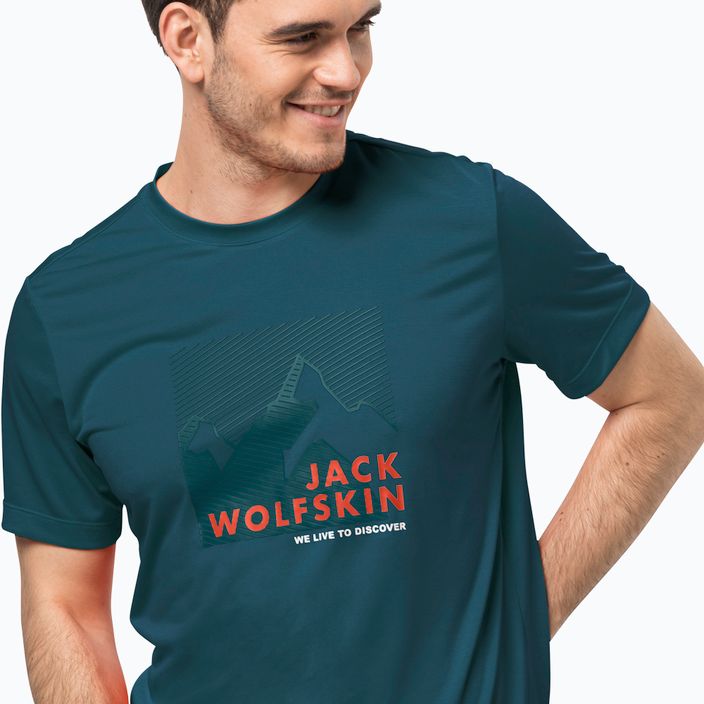 Футболка трекінгова чоловіча Jack Wolfskin Hiking Graphic блакитна 1808761_4133 3