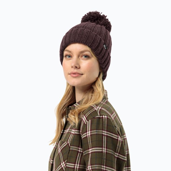 Жіноча зимова шапка Jack Wolfskin Highloft Knit Beanie boysenberry 7