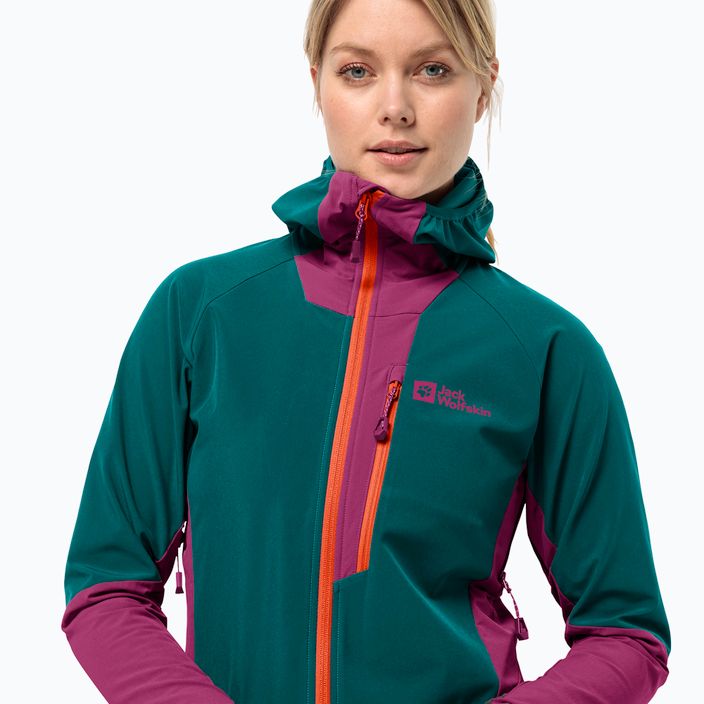 Жіноча куртка з софтшелу Jack Wolfskin Alpspitze Hoody морська зелена 3