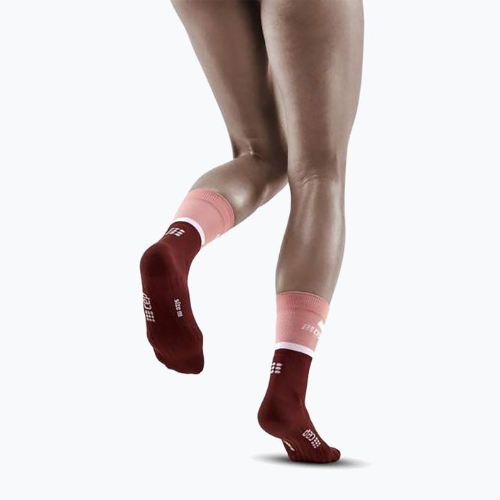 Шкарпетки компресійні бігові жіночі CEP 4.0 Mid Cut rose/dark red 6
