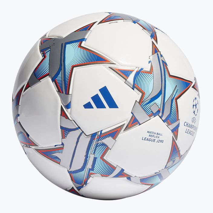 adidas UCL Junior 290 League футбольні бутси 23/24 білі/сріблястий металік/яскраво-блакитні розмір 4