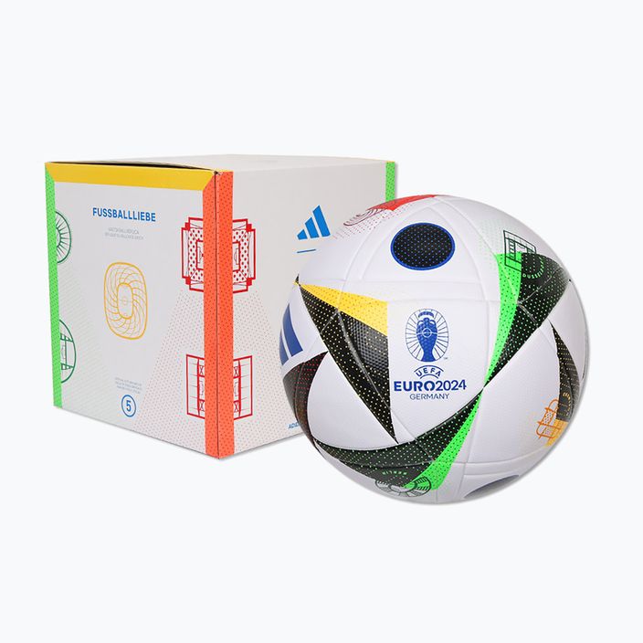 М'яч футбольний adidas Fussballliebe 2024 League Box white/black/glow blue розмір 5 6