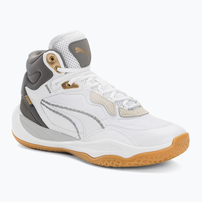 Кросівки для баскетболу чоловічі PUMA Playmaker Pro Mid Trophies ash gray/cast iron/puma gold