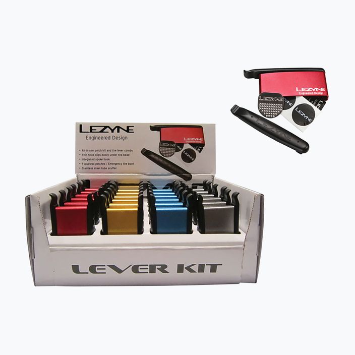 Набір ремонтних латок для камер Lezyne set LEVER KIT BOX 2x ложки, 6x латки LZN-1-PK-LEVER-BOX24-V1