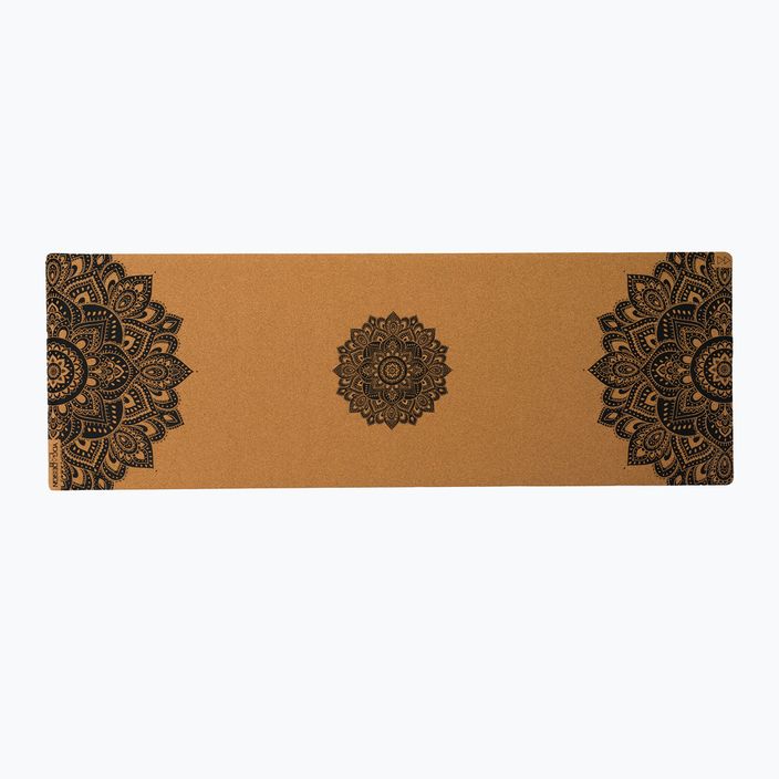 Килимок для йоги  Yoga Design Lab Cork 3,5 мм коричневий  Mandala Black 2