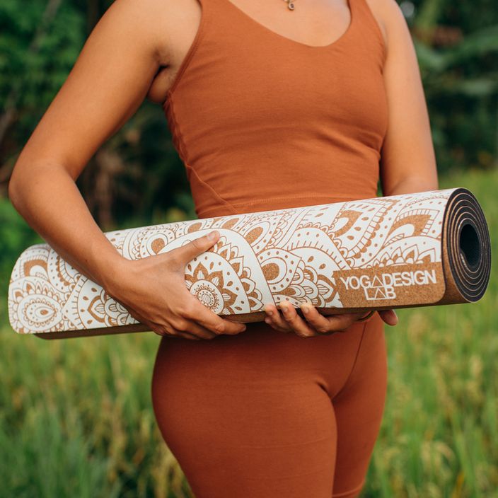 Килимок для йоги  Yoga Design Lab Cork 3,5 мм коричневий  Mandala White 9