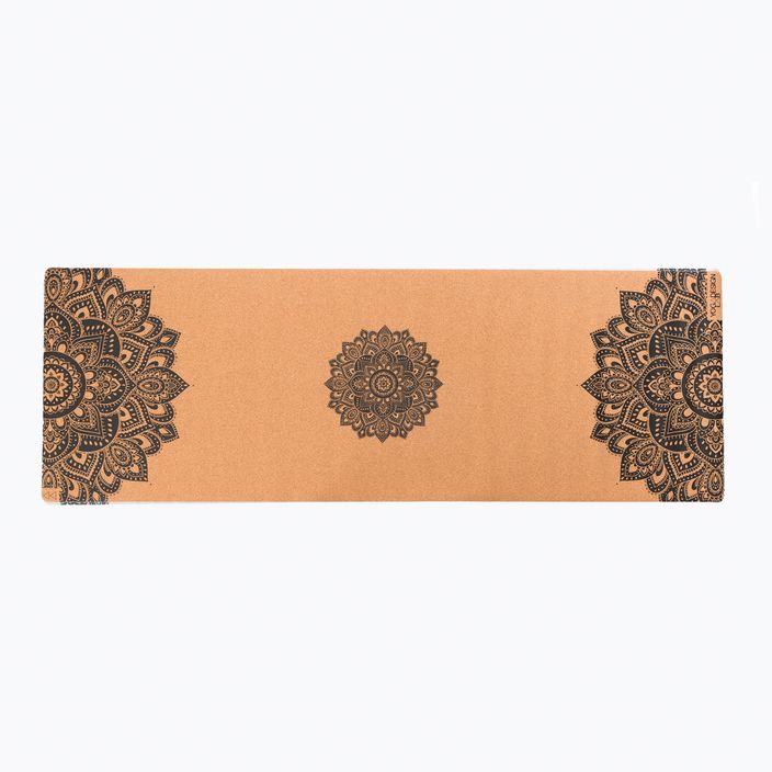 Килимок для йоги (для подорожей)  Yoga Design Lab Cork 1,5 мм коричневий  Mandala Black 2