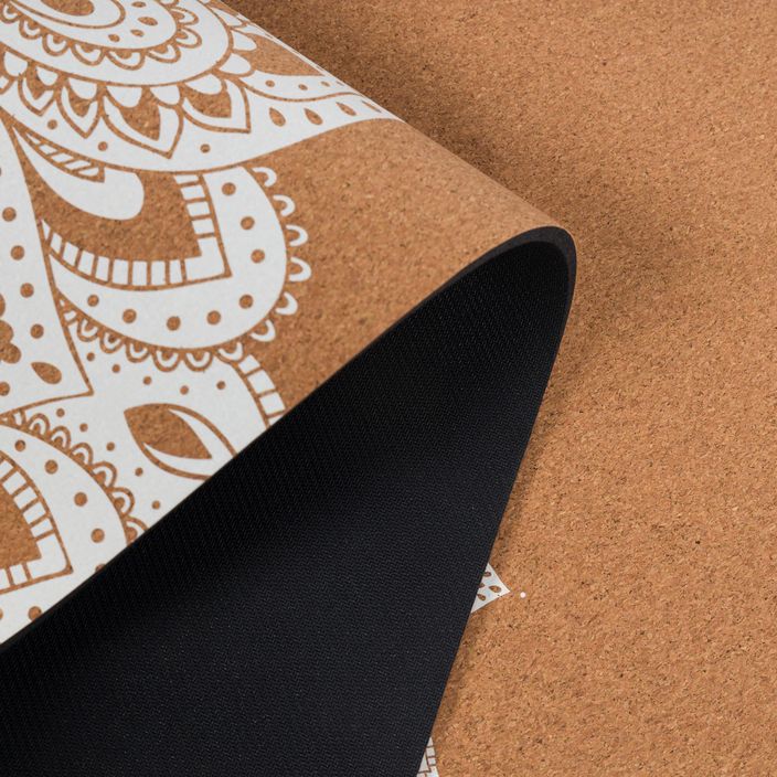 Килимок для йоги  Yoga Design Lab Cork 5,5 мм коричневий  Mandala White 4