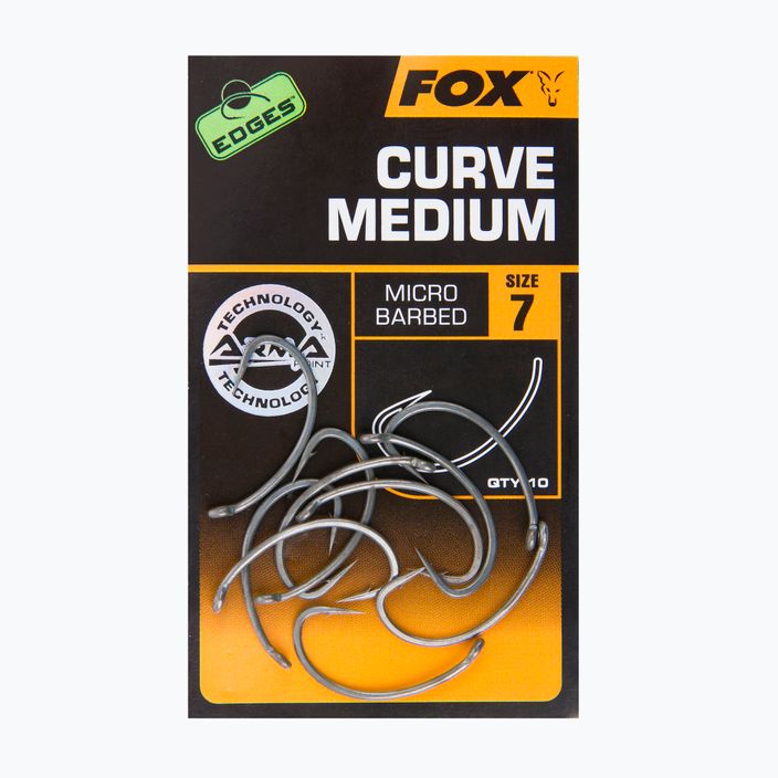 Гачки коропові Fox International Edges Armapoint Curve Shank Medium сірі CHK203 2